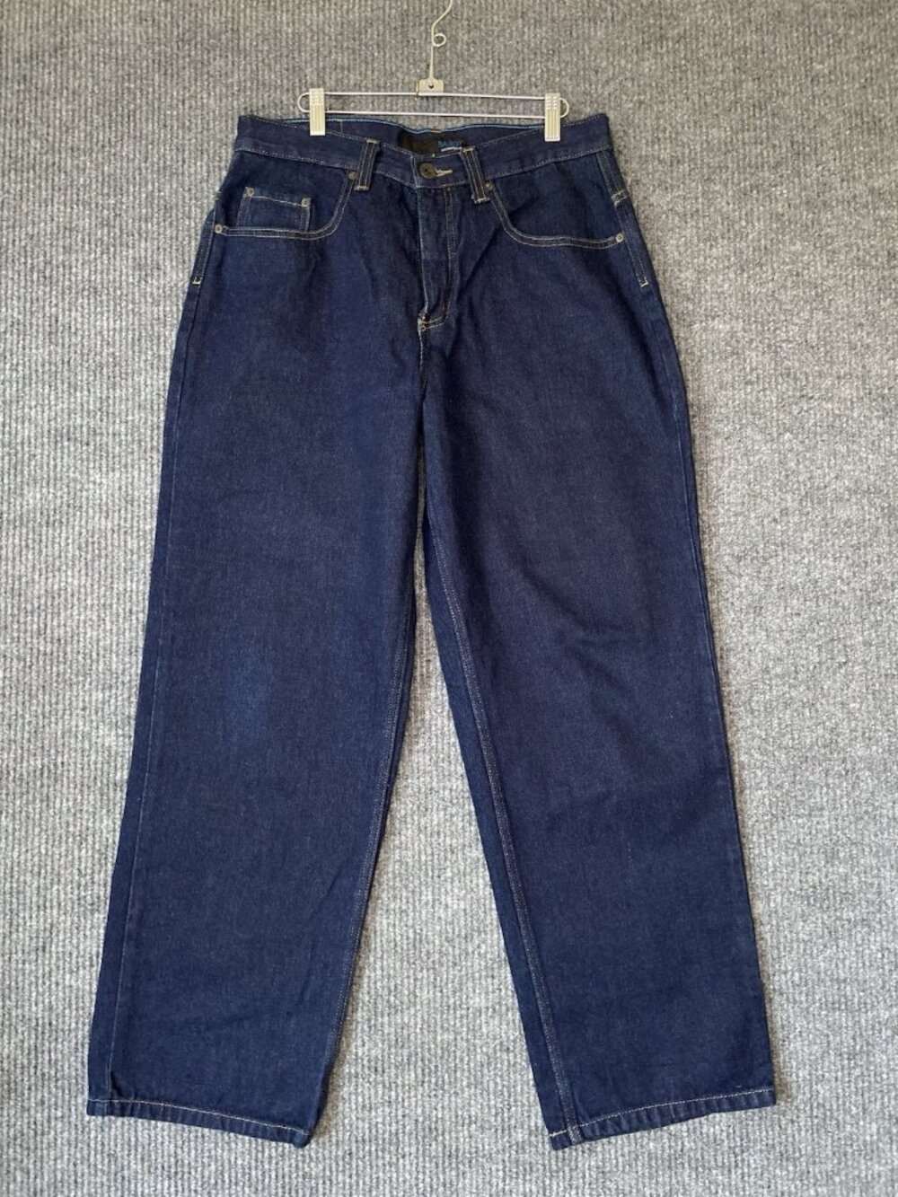 Anchor Blue Baggy Jeans Mens 32x31 Blue Dark Wash Wide Leg Y2K Skater Hip Hop